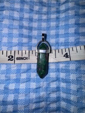 Green and Pink Gemstone Point Pendant Necklace - Unbranded